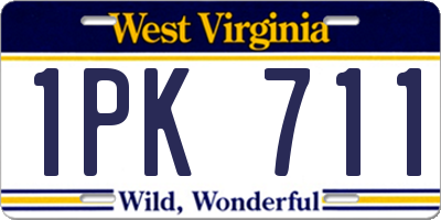 WV license plate 1PK711