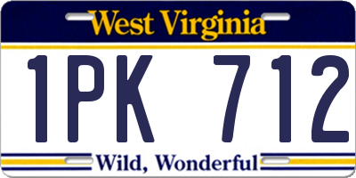 WV license plate 1PK712