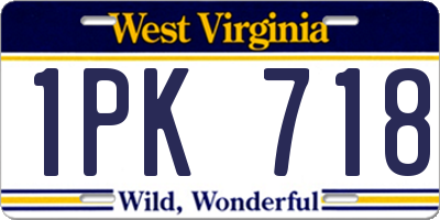 WV license plate 1PK718