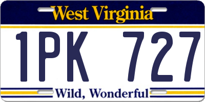 WV license plate 1PK727