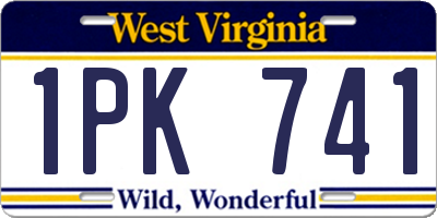 WV license plate 1PK741