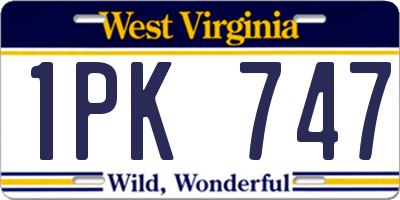 WV license plate 1PK747