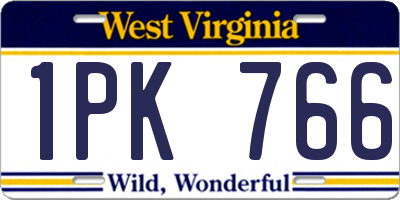 WV license plate 1PK766