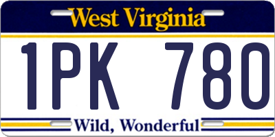 WV license plate 1PK780