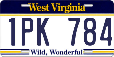 WV license plate 1PK784