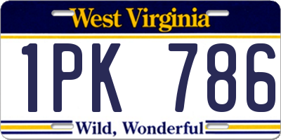 WV license plate 1PK786