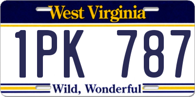 WV license plate 1PK787