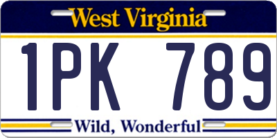 WV license plate 1PK789