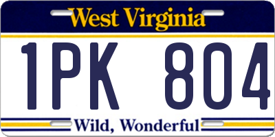 WV license plate 1PK804