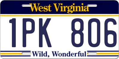 WV license plate 1PK806