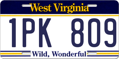 WV license plate 1PK809