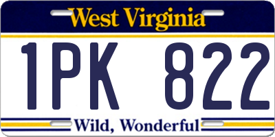 WV license plate 1PK822