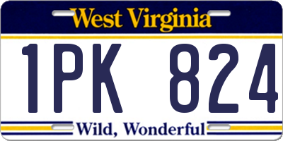 WV license plate 1PK824