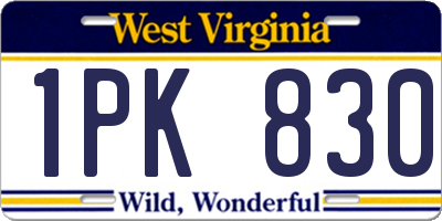 WV license plate 1PK830