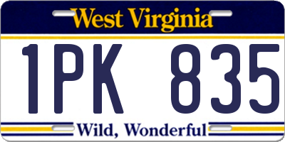 WV license plate 1PK835