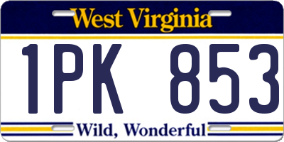 WV license plate 1PK853