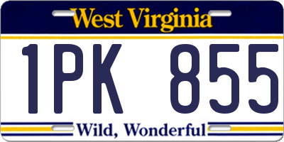 WV license plate 1PK855