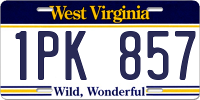 WV license plate 1PK857