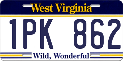 WV license plate 1PK862