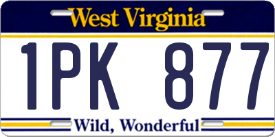 WV license plate 1PK877