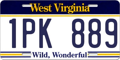 WV license plate 1PK889