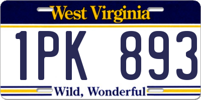 WV license plate 1PK893