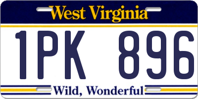 WV license plate 1PK896