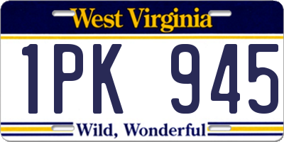 WV license plate 1PK945