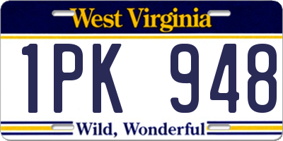 WV license plate 1PK948