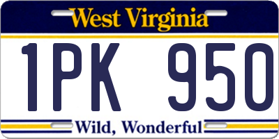 WV license plate 1PK950