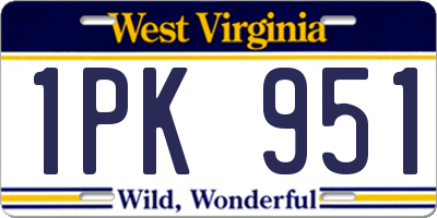 WV license plate 1PK951