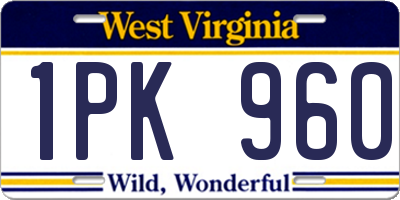 WV license plate 1PK960