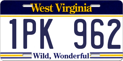 WV license plate 1PK962