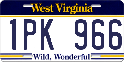 WV license plate 1PK966