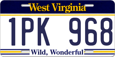 WV license plate 1PK968