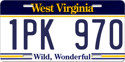 WV license plate 1PK970