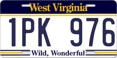 WV license plate 1PK976
