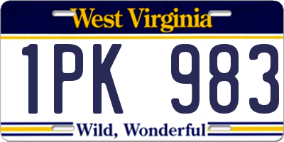 WV license plate 1PK983