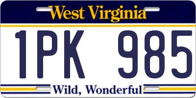WV license plate 1PK985