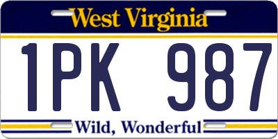 WV license plate 1PK987