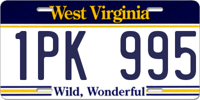 WV license plate 1PK995