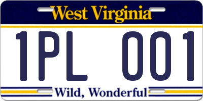 WV license plate 1PL001