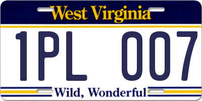 WV license plate 1PL007