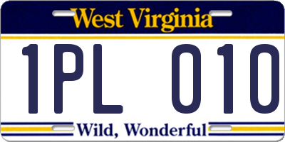 WV license plate 1PL010