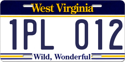 WV license plate 1PL012