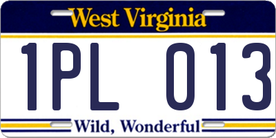 WV license plate 1PL013