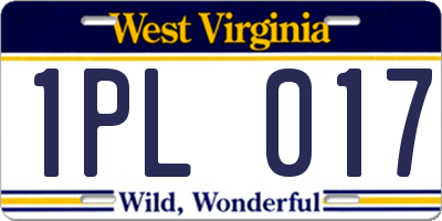 WV license plate 1PL017