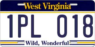 WV license plate 1PL018