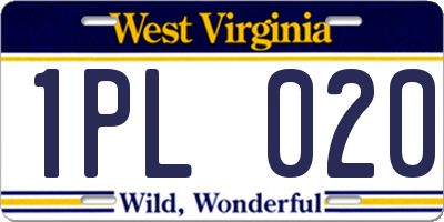 WV license plate 1PL020
