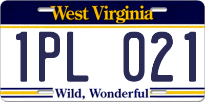 WV license plate 1PL021